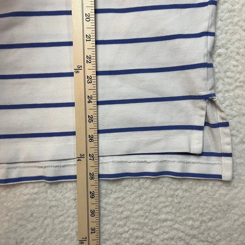 Polo Ralph Lauren Polo Shirt Mens XL White Blue Striped Short Sleeve Pony Logo